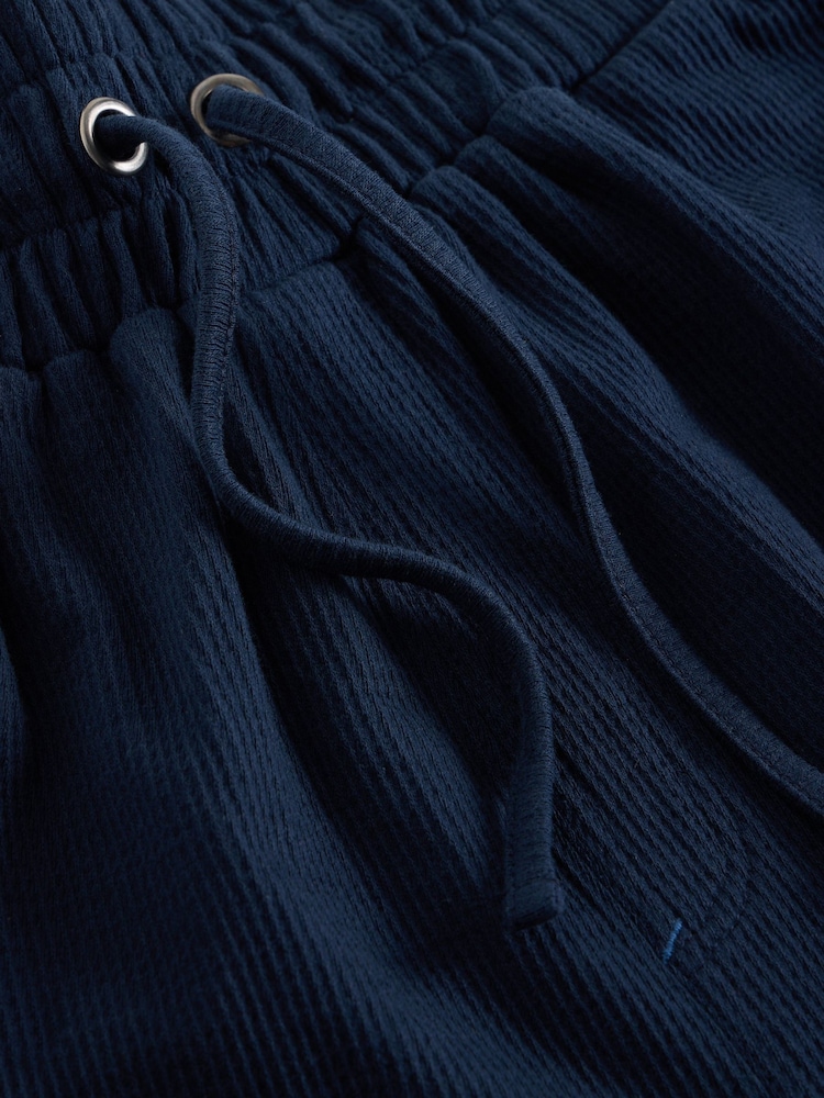 White Stuff Blue Rib Jersey 100% Cotton Shorts - Image 6 of 6