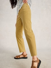 White Stuff Khaki Yellow Blake Straight Crop Jeans - Image 1 of 6