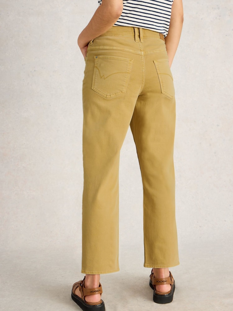 White Stuff Khaki Yellow Blake Straight Crop Jeans - Image 2 of 6