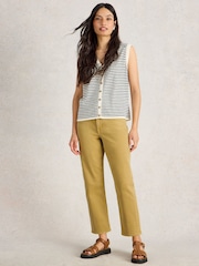 White Stuff Khaki Yellow Blake Straight Crop Jeans - Image 3 of 6