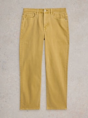 White Stuff Khaki Yellow Blake Straight Crop Jeans - Image 5 of 6