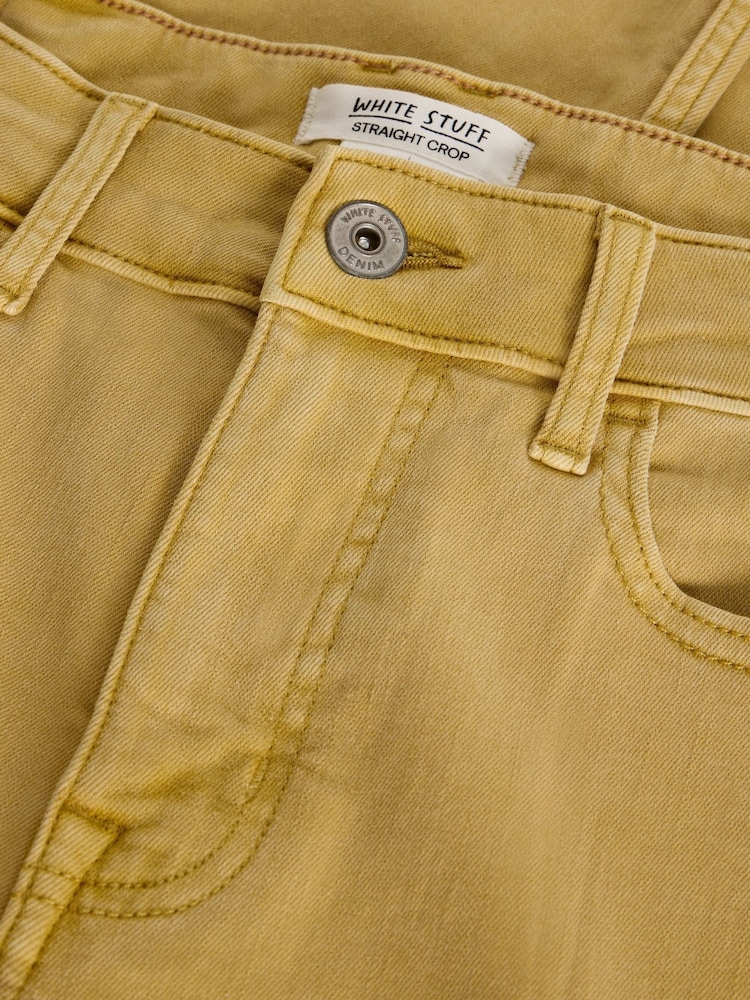 White Stuff Khaki Yellow Blake Straight Crop Jeans - Image 6 of 6