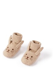 Purebaby Brown Bunny 100% Cotton Booties - Image 1 of 3