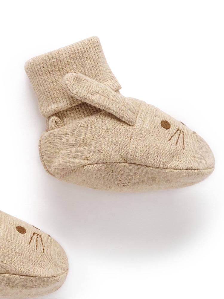 Purebaby Brown Bunny 100% Cotton Booties - Image 3 of 3