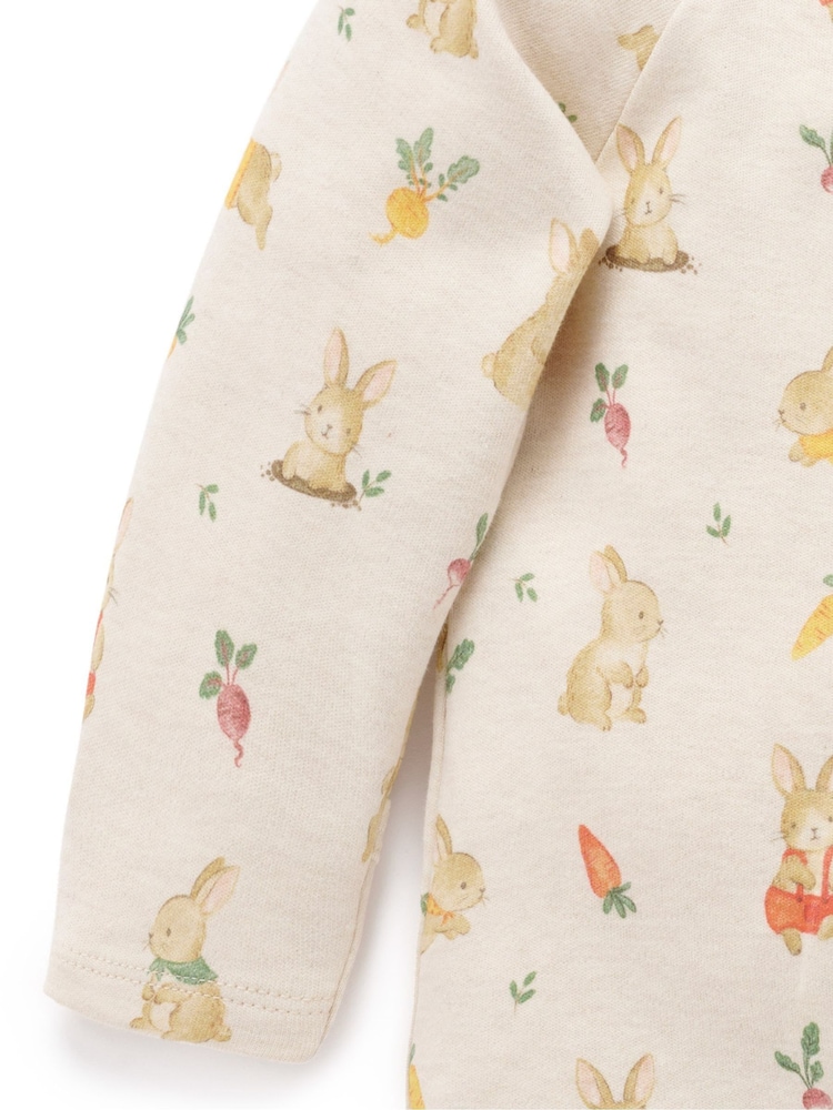 Purebaby Natural Bunny Zip 100% Cotton Sleepsuit - Image 2 of 4
