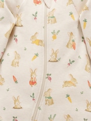 Purebaby Natural Bunny Zip 100% Cotton Sleepsuit - Image 4 of 4