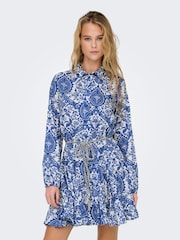 ONLY Blue Rope Tie Mini Dress - Image 3 of 7