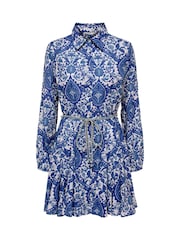 ONLY Blue Rope Tie Mini Dress - Image 6 of 7