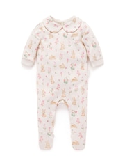 Purebaby Pink Bunny 100% Cotton Sleepsuit - Image 2 of 5