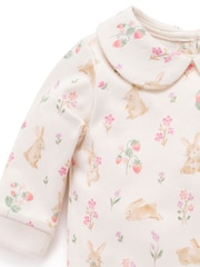 Purebaby Pink Bunny 100% Cotton Sleepsuit - Image 3 of 5