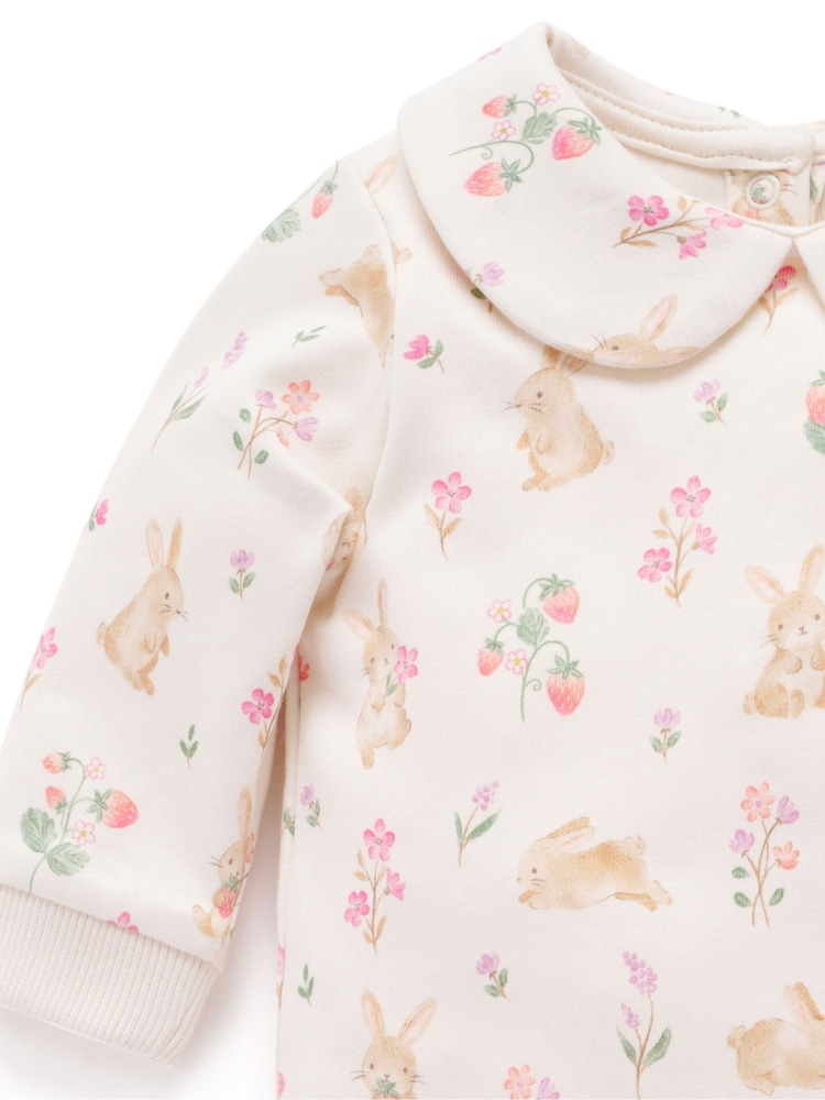 Purebaby Pink Bunny 100% Cotton Sleepsuit - Image 3 of 5