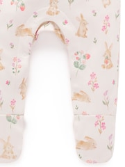 Purebaby Pink Bunny 100% Cotton Sleepsuit - Image 4 of 5