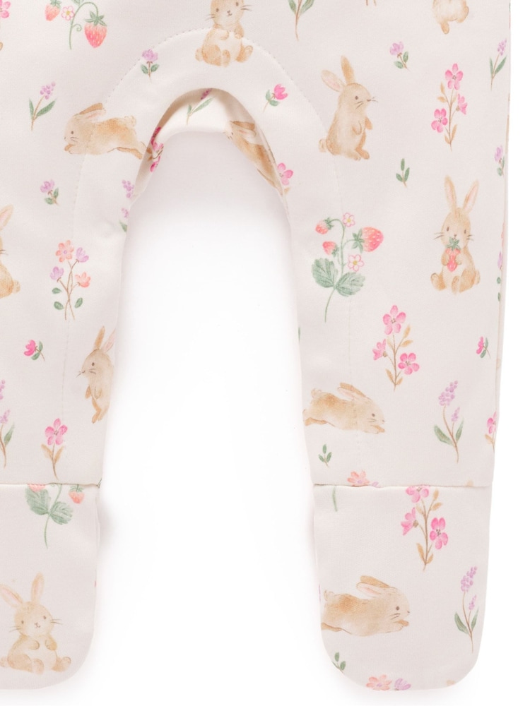 Purebaby Pink Bunny 100% Cotton Sleepsuit - Image 4 of 5