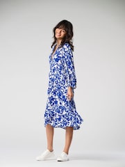 ONLY Blue Printed 3/4 Sleeve Midi Dress - Image 1 of 7