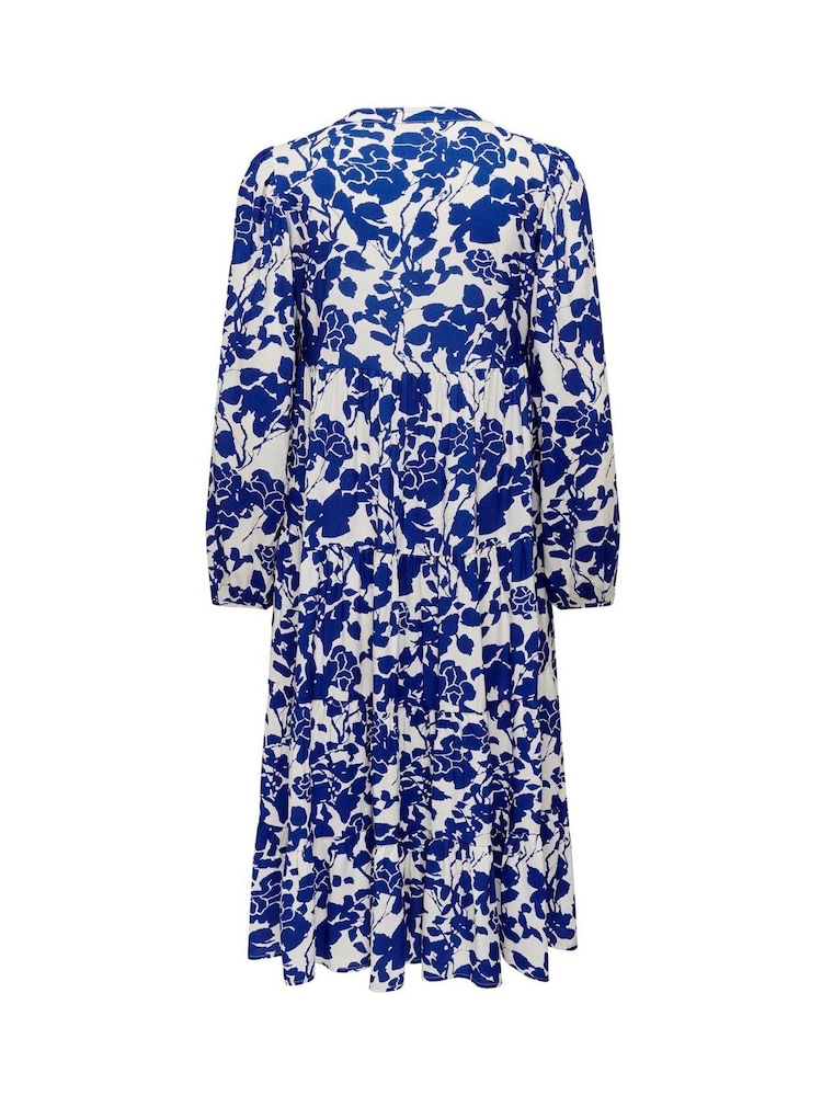 ONLY Blue Printed 3/4 Sleeve Midi Dress - Image 7 of 7