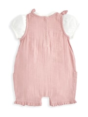 Mamas & Papas Pink Crinkle 100% Cotton Romper & Bodysuit Set - Image 3 of 5