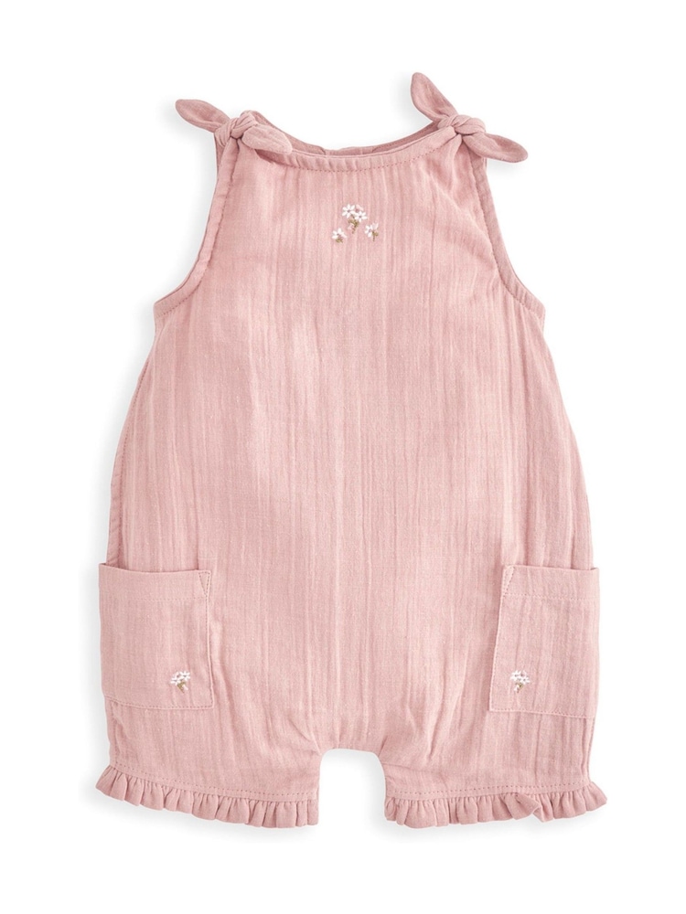 Mamas & Papas Pink Crinkle 100% Cotton Romper & Bodysuit Set - Image 5 of 5