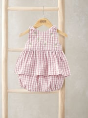 Mamas & Papas Pink Gingham Sleeveless Top & Shorts Set - Image 1 of 5