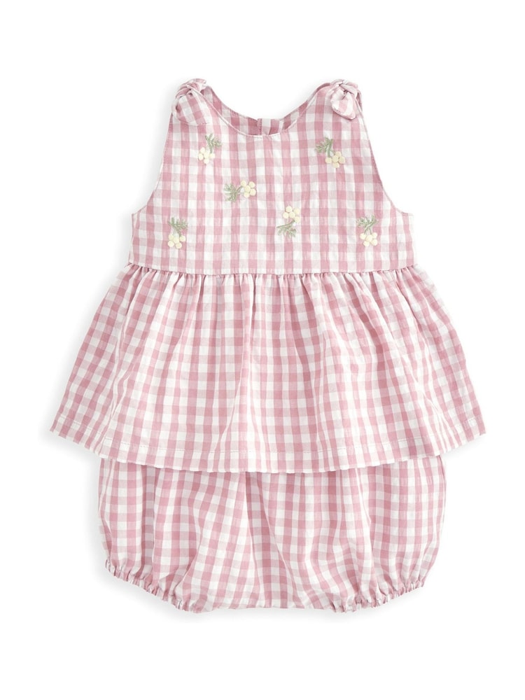 Mamas & Papas Pink Gingham Sleeveless Top & Shorts Set - Image 2 of 5
