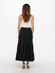 ONLY Black Tiered 100% Cotton Jersey Maxi Skirt - Image 3 of 4