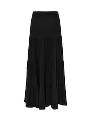 ONLY Black Tiered 100% Cotton Jersey Maxi Skirt - Image 4 of 4