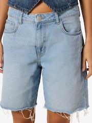 NOISY MAY Blue Chrome Loose Bermuda 100% Cotton Shorts - Image 5 of 5