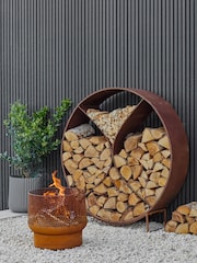 Ivyline Natural Rust Circle Sculptural Log Storage - Image 1 of 4