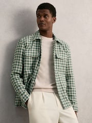 Multicolor verde - Reiss Ribona Woven Check Twin Pocket Overshirt - Imagen 1 de 7