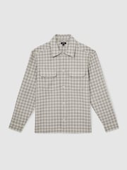 Reiss Light Grey Ribona Woven Check Twin-Pocket Overshirt - Image 2 of 6