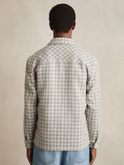 Reiss Light Grey Ribona Woven Check Twin-Pocket Overshirt - Image 5 of 6