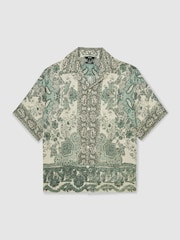 Reiss Green Samberg Paisley-Print Cuban-Collar Shirt - Image 2 of 5