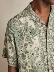 Reiss Green Samberg Paisley-Print Cuban-Collar Shirt - Image 3 of 5