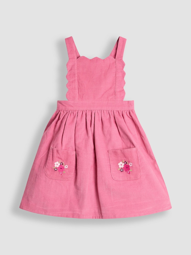 JoJo Maman Bébé Pink Embroidered Cord Pinafore Dress & Blouse Set - Image 2 of 6