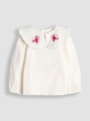 JoJo Maman Bébé Pink Embroidered Cord Pinafore Dress & Blouse Set - Image 4 of 6