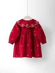 JoJo Maman Bébé Pink Embroidered Collar Cord Dress - Image 2 of 4