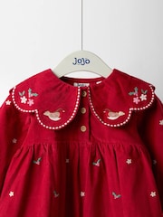 JoJo Maman Bébé Pink Embroidered Collar Cord Dress - Image 3 of 4