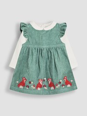 JoJo Maman Bébé Green Appliqué Cord Dress and Top Set - Image 1 of 5