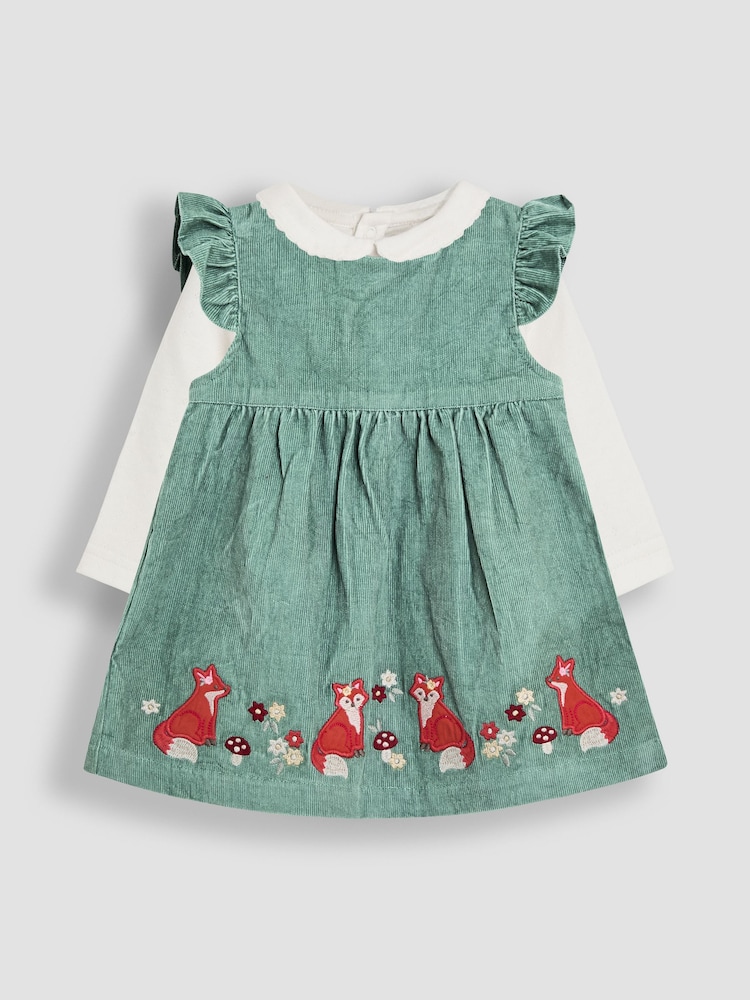 JoJo Maman Bébé Green Appliqué Cord Dress and Top Set - Image 1 of 5