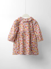 JoJo Maman Bébé Cream Floral Frill Collar Cord Button Through Dress - Image 2 of 5