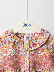 JoJo Maman Bébé Cream Floral Frill Collar Cord Button Through Dress - Image 3 of 5