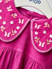 JoJo Maman Bébé Purple Christmas Embroidered Collar Cord Dress - Image 3 of 4