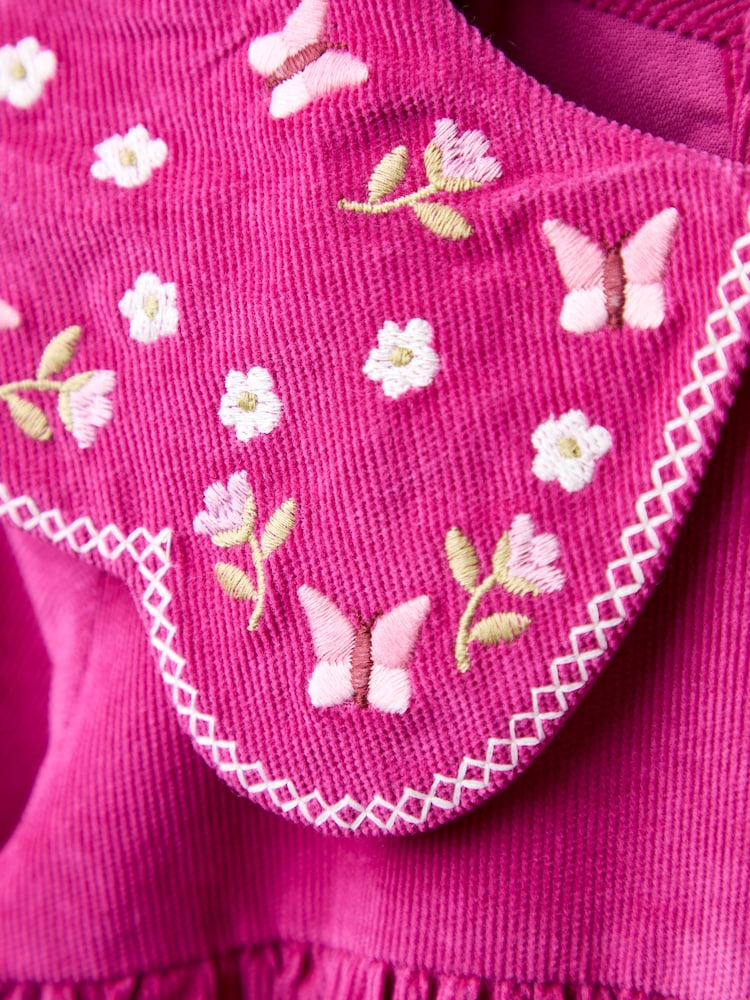 JoJo Maman Bébé Purple Christmas Embroidered Collar Cord Dress - Image 4 of 4