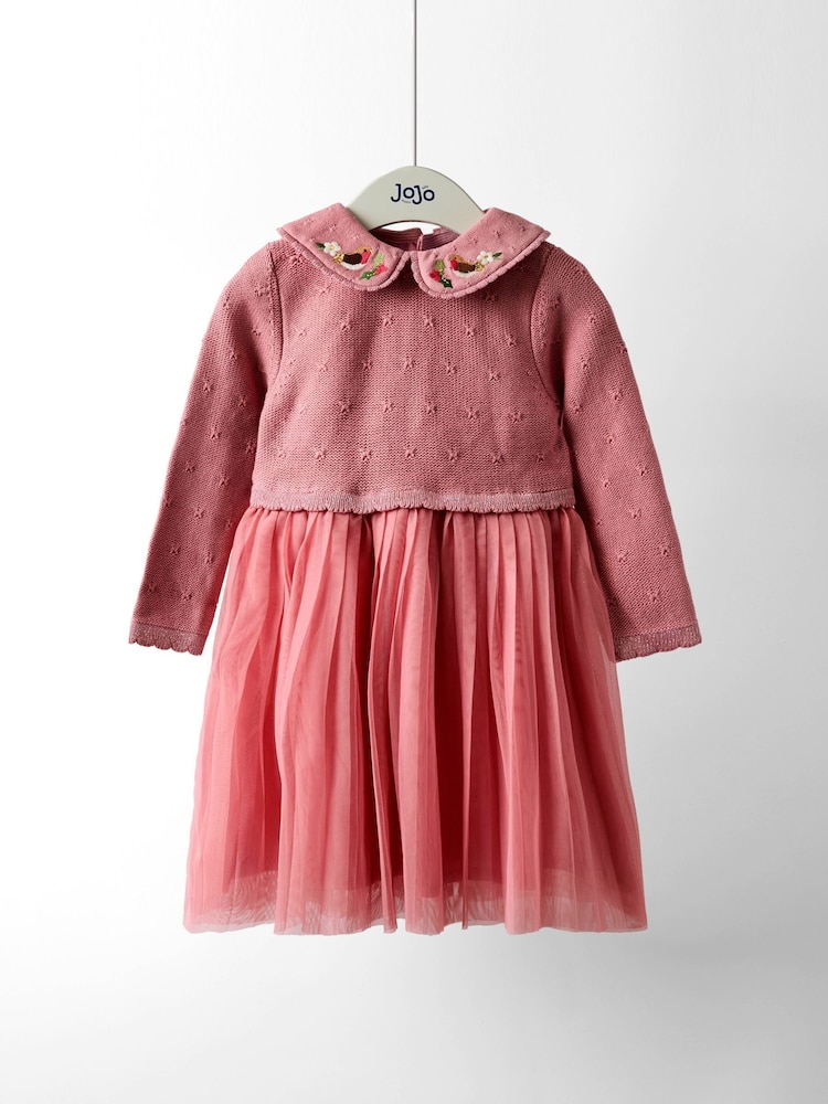 JoJo Maman Bébé Pink Christmas Knitted Combo dress - Image 1 of 5 JoJo Maman Bébé Pink Christmas Knitted Combo dress - Image 1 of 5