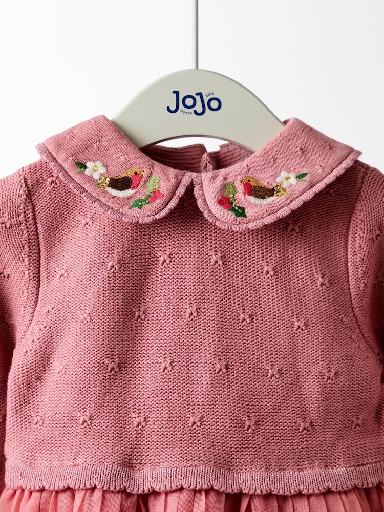 JoJo Maman Bébé Pink Christmas Knitted Combo dress - Image 2 of 5 JoJo Maman Bébé Pink Christmas Knitted Combo dress - Image 2 of 5