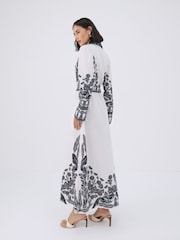 Raishma White Faith 100% Cotton Belted Waist Midi Shirt Dress - Image 2 of 3