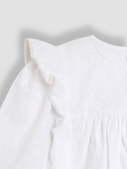 JoJo Maman Bébé Blue Embroidered Cord Pinafore Dress & Blouse Set - Image 6 of 7