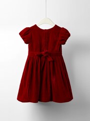 JoJo Maman Bébé Red Smock Waist Velvet Party Dress - Image 2 of 5