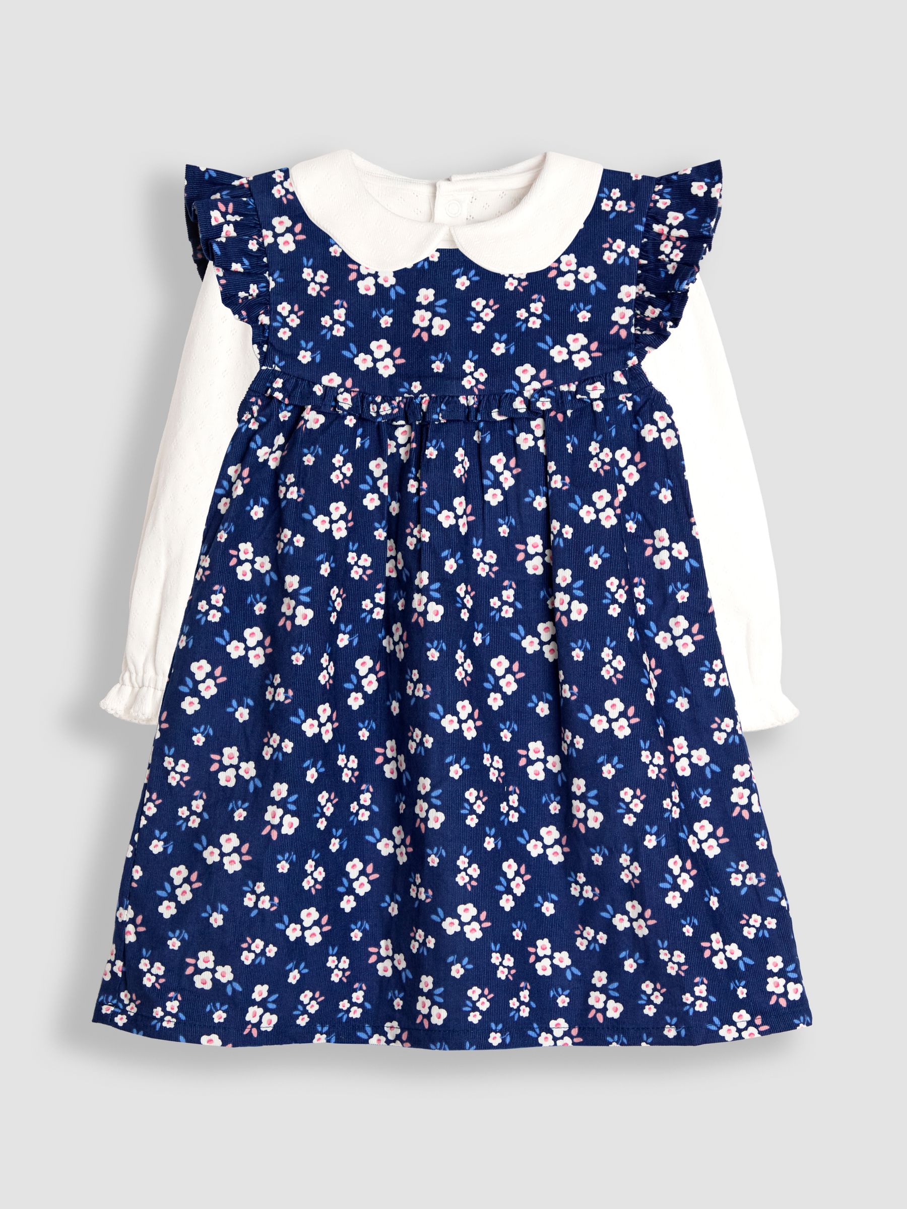 JoJo Maman Bébé Blue Cord Dress & Body Set