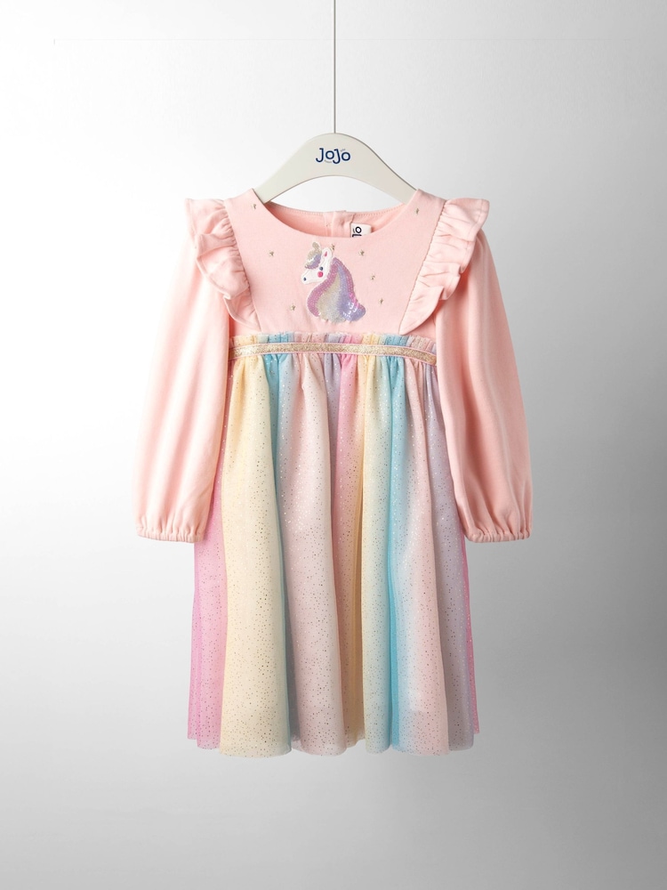 JoJo Maman Bébé Purple Unicorn Appliqué Tulle Party Dress - Image 1 of 5