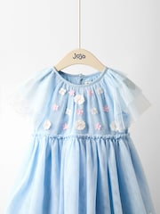 JoJo Maman Bébé Blue Swan Appliqué Tulle Party Dress - Image 3 of 4